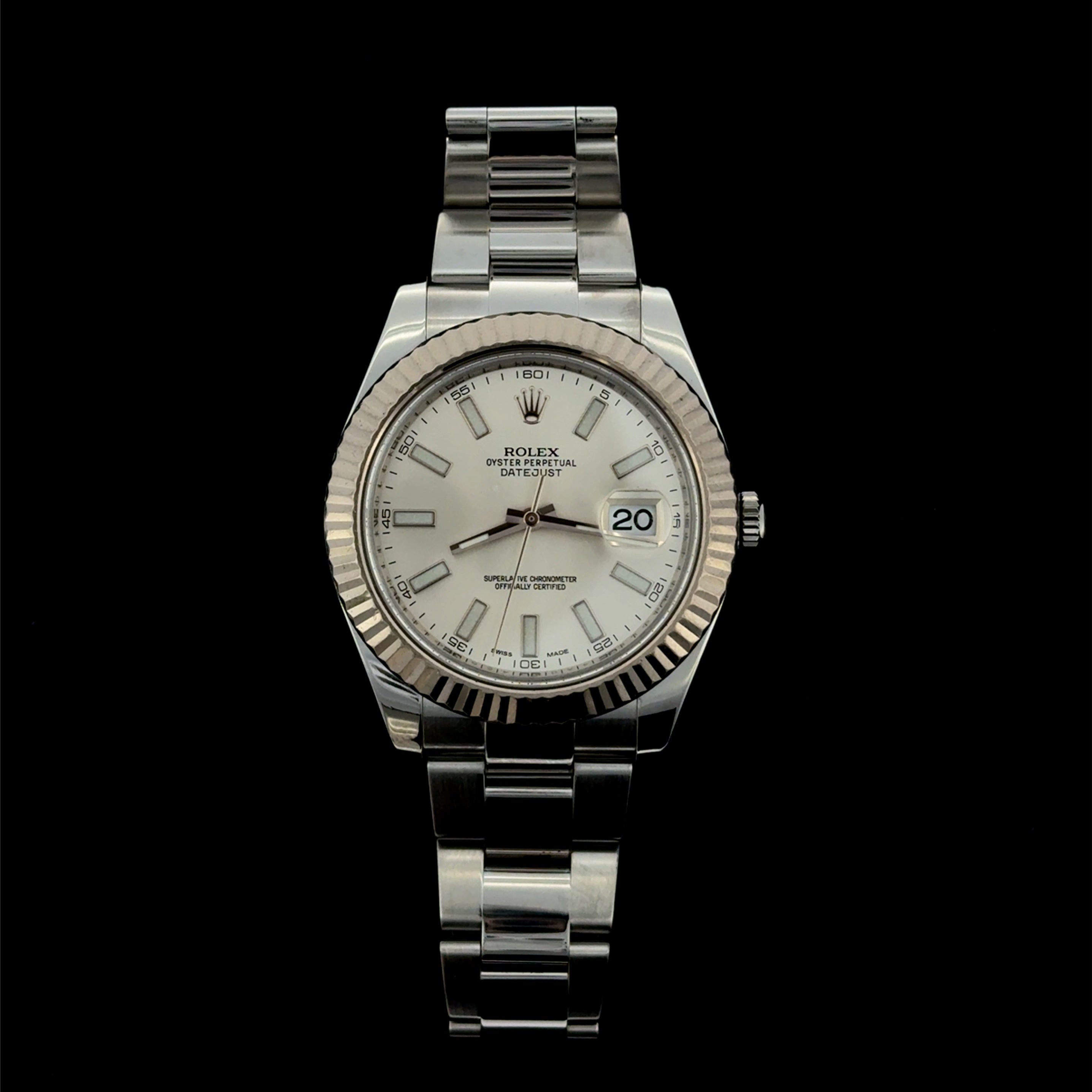 Stainless Steel/18K White Gold Rolex Datejust 41mm Watch 4A061455, 116334 Silver Dial