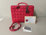 Lady Dior Large Dark Pink Lamb Tote with Strap, A Condition

*Not Af