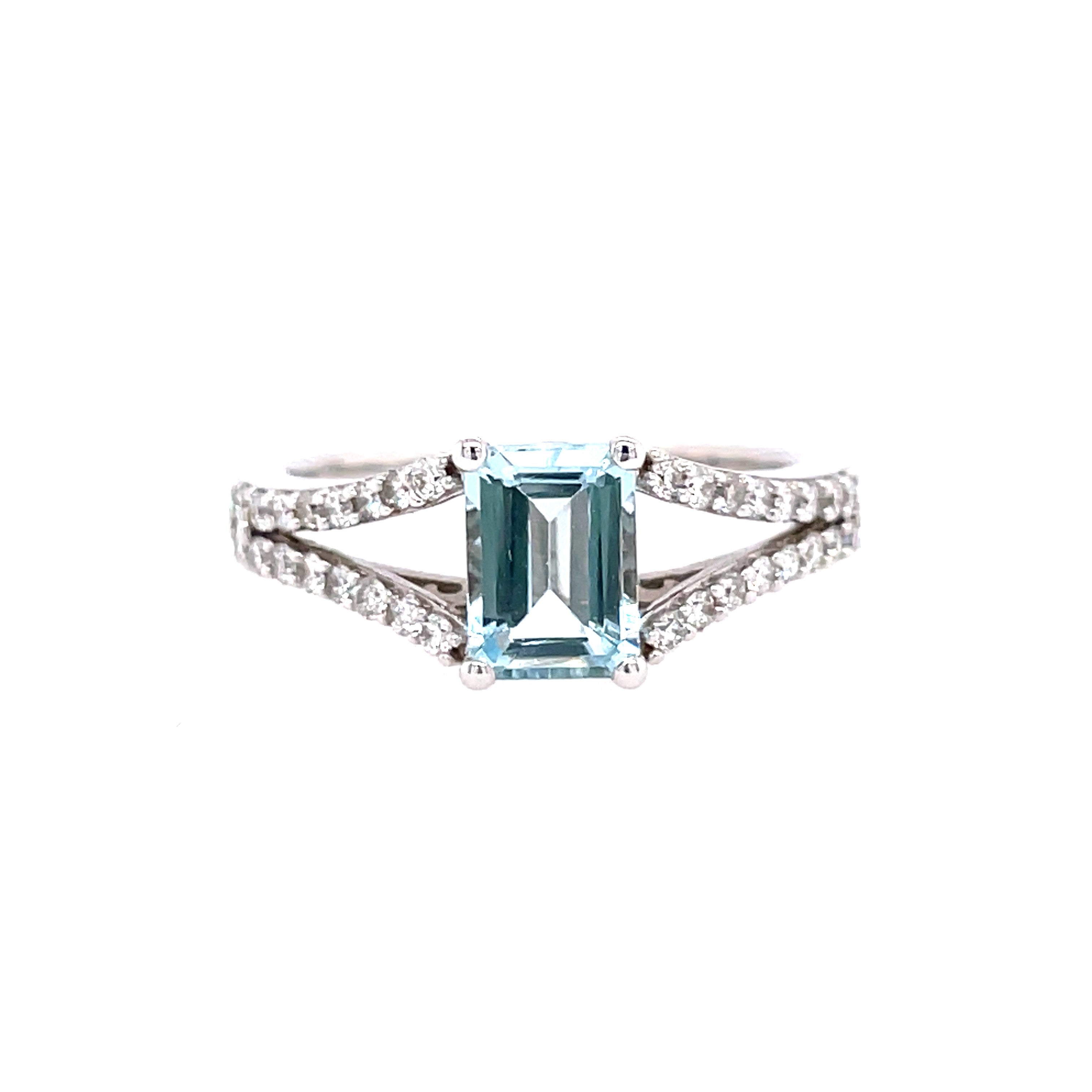 Split Shank Fashion Ring | 14k White (0.82ct Emerald)