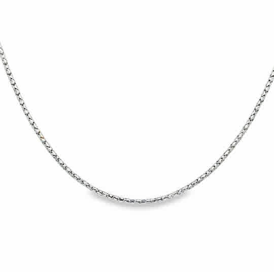 White 14 Karat Diamond Cut 1.2Mm Solid Bird Cage Chain Length 18