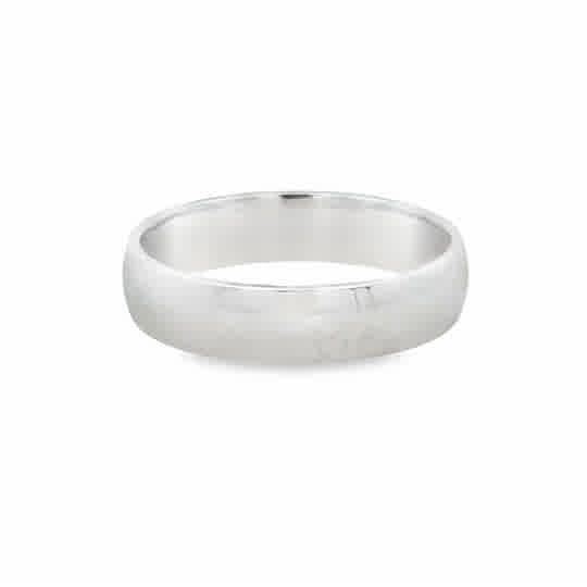 Gent's White 14 Karat 5Mm Half Round Comfort Fit Wedding Band Size 10
