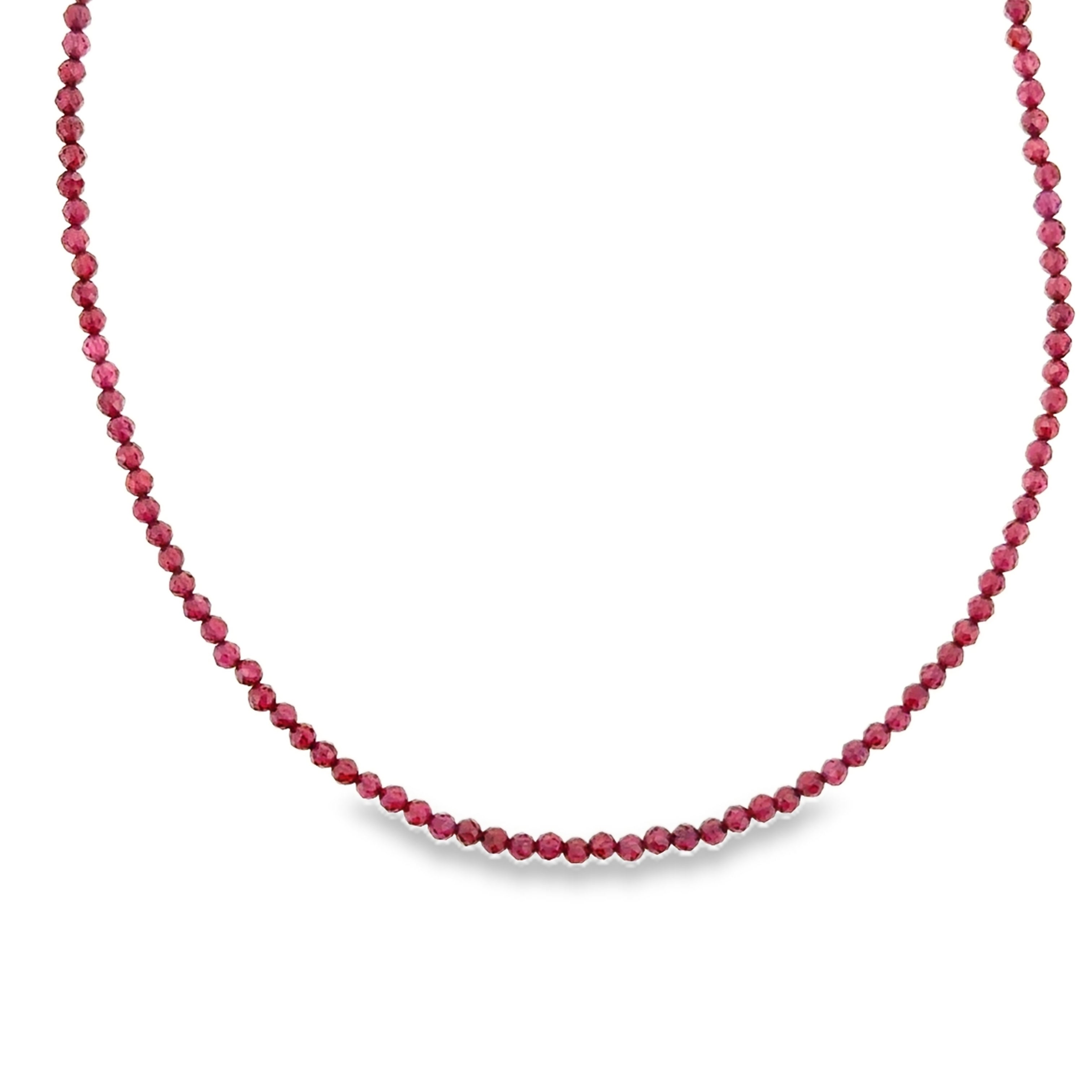 SS 2.25mm Faceted Rhodolite Garnet Beaded Necklace
