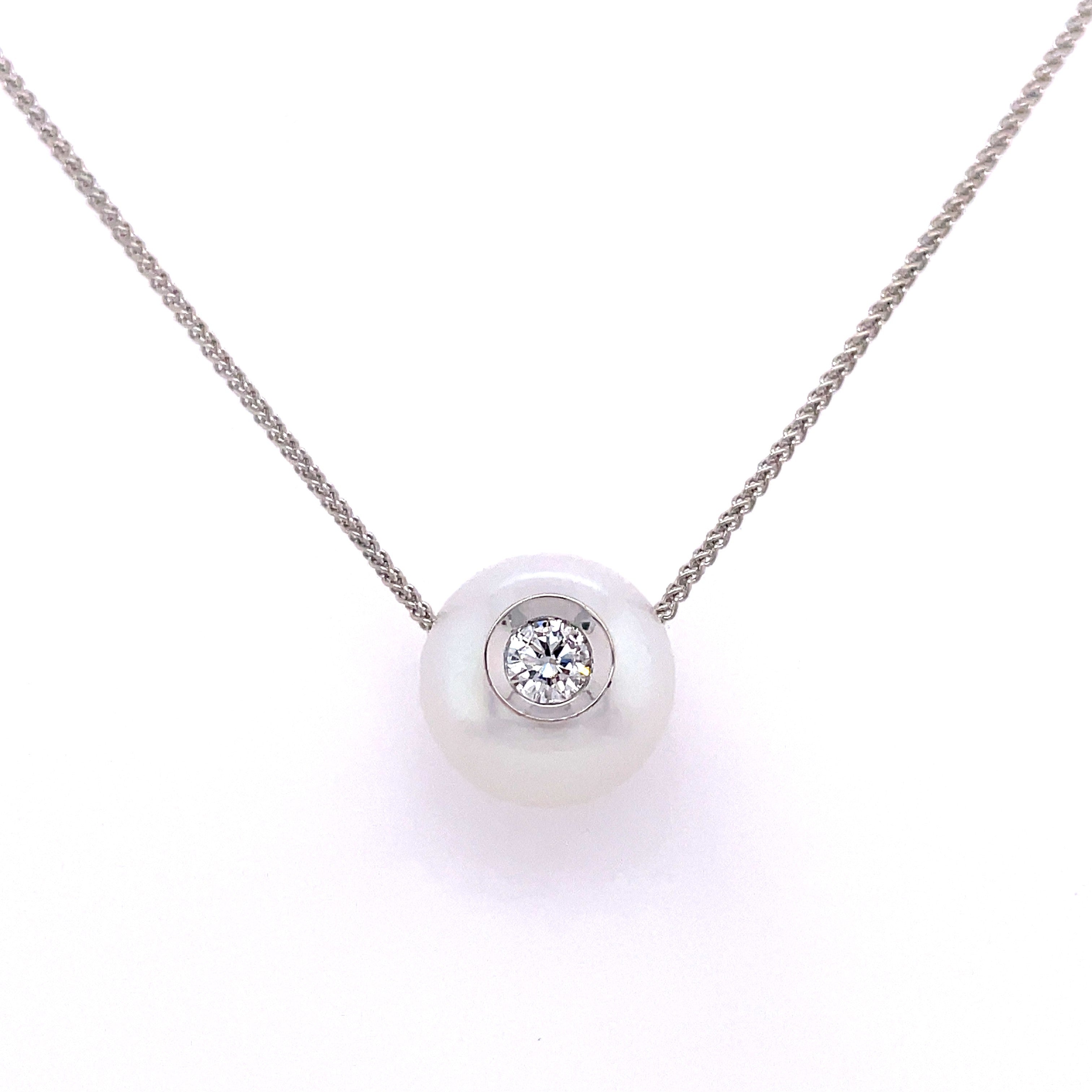 Bezel Necklace | 14k White (0.20ct Round)