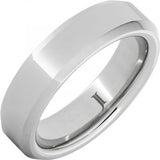 White Serinium Polish 6Mm Bevel Wedding Band Size 10.5