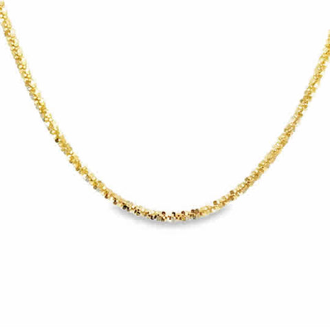 Yellow 14 Karat 1.25Mm Solid Twist Sparkle Criss Cross Chain Length 18