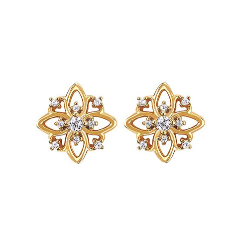 Modern Floral Studs Earrings | 14k Yellow