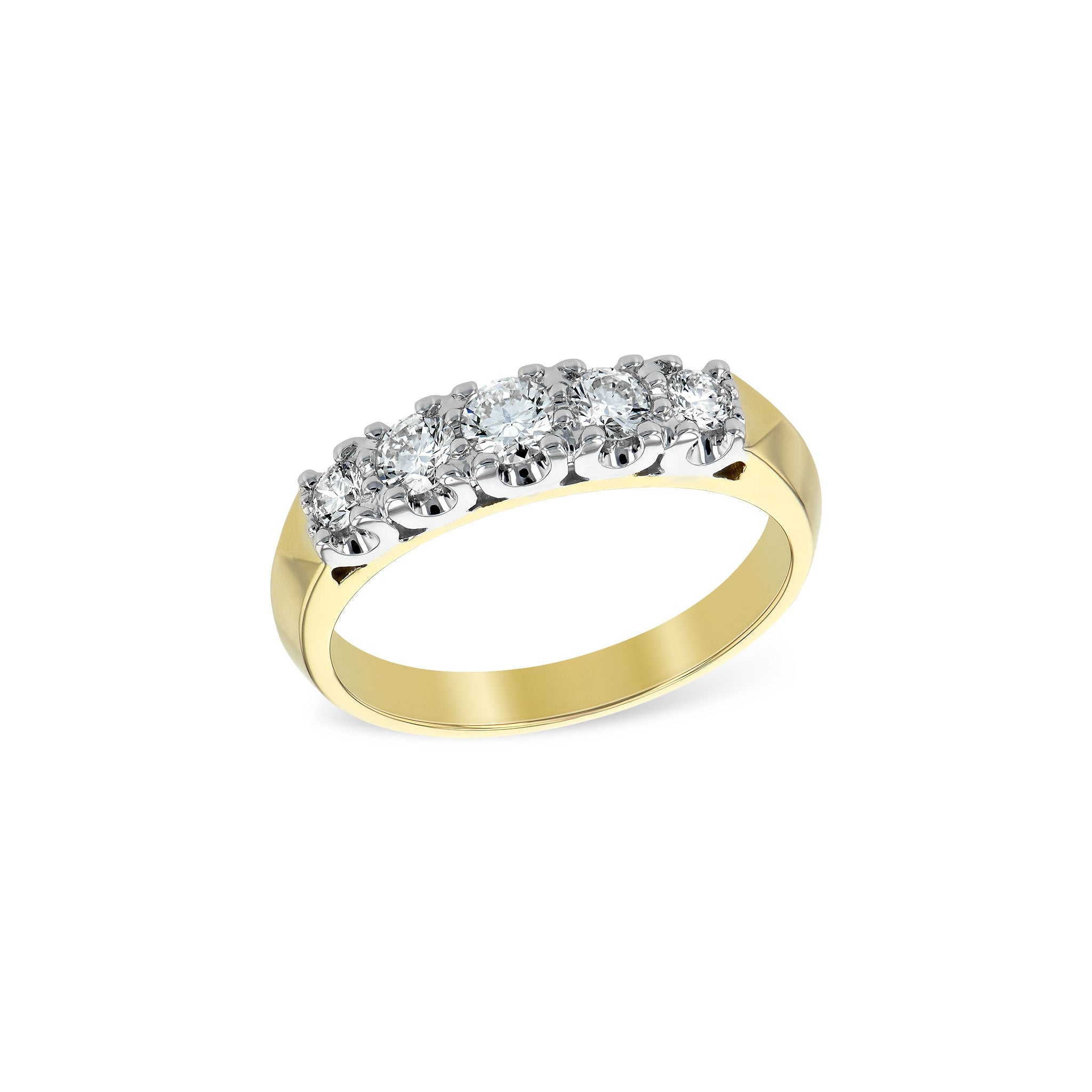 14 Karat Yellow Gold Prong Set Anniversary Ring with .50ctw Round Brilliant Cut Diamonds