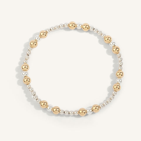 5mm Gold Filled Beads with 3mm and 4mm Sterling Silver Beads 7''