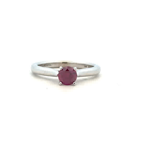Lady's White 14 Karat Solitaire Engagement Ring With One = 0.53Ct Roun
