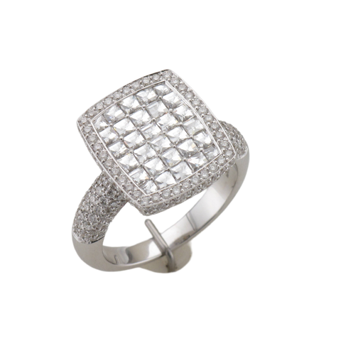 Radiant Shaped Top Fashion Ring | 18k White