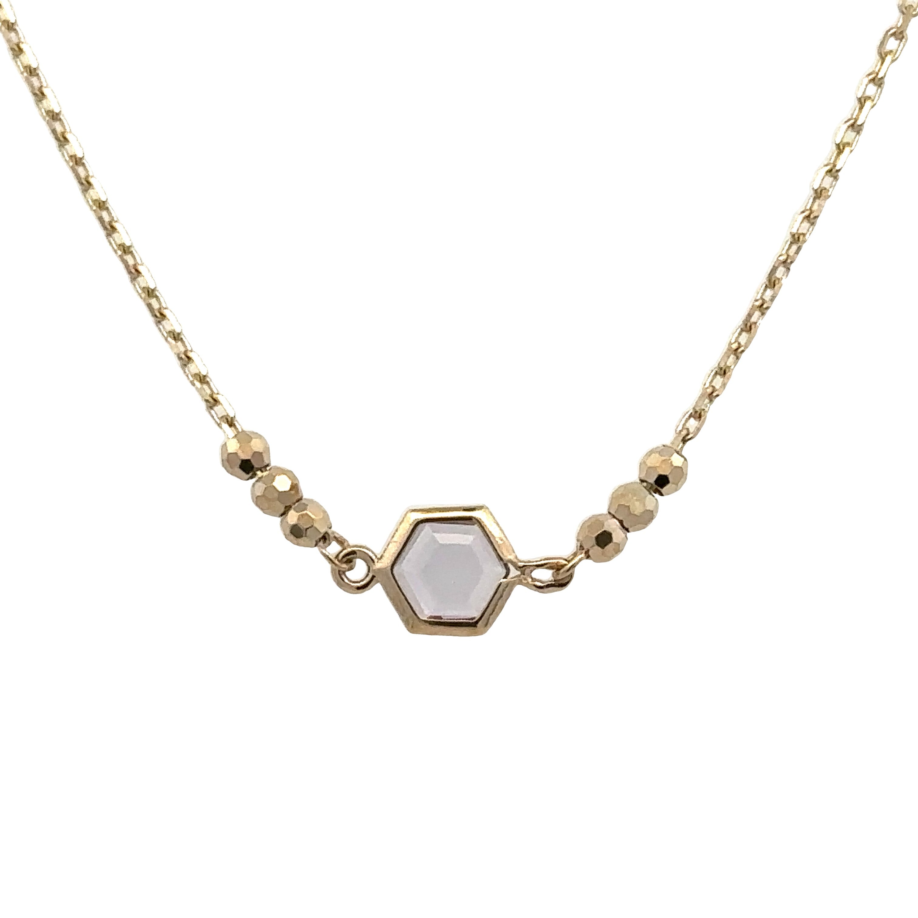 Amethyst Bezel Stationary Necklace | 14k Yellow