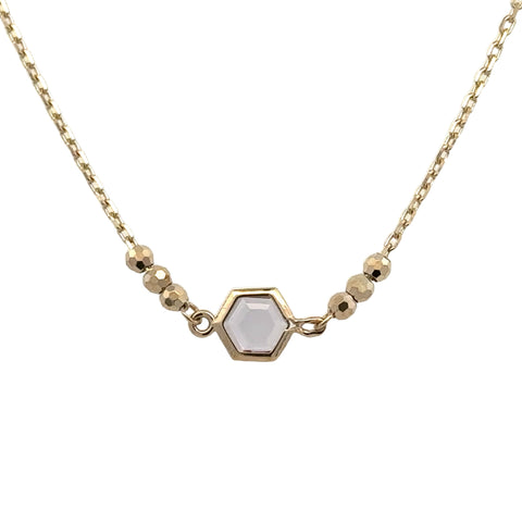 Amethyst Bezel Stationary Necklace | 14k Yellow