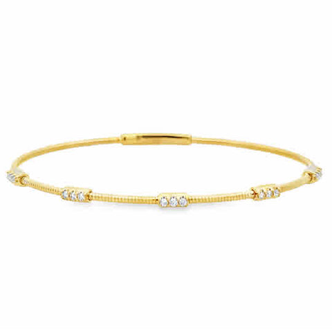 14ky Flexie with Three Stone Prong Set Stations, .20ctw Rnd Diamonds 6.75''