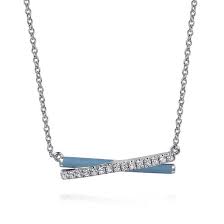 Crossover Stationary Necklace | White Sterling