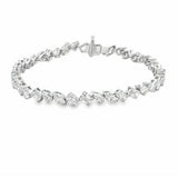 18 Karat White Gold, Tennis Style Fashion Bracelet, 6.49ctw Marquise, Pear, Princess, and Oval Cut Diamonds