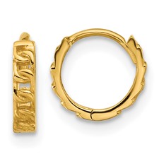 Lady's Yellow 14 Karat Huggie Chain Link Hoop Earrings