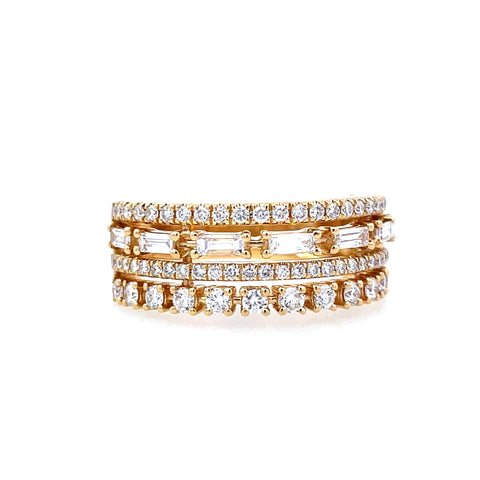 Multi Row Stack Fashion Ring | 18k Yellow