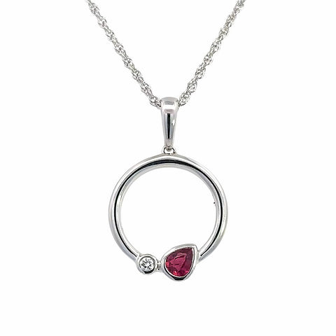 Circle with Bezels Necklace | 14k White (0.24ct Pear)