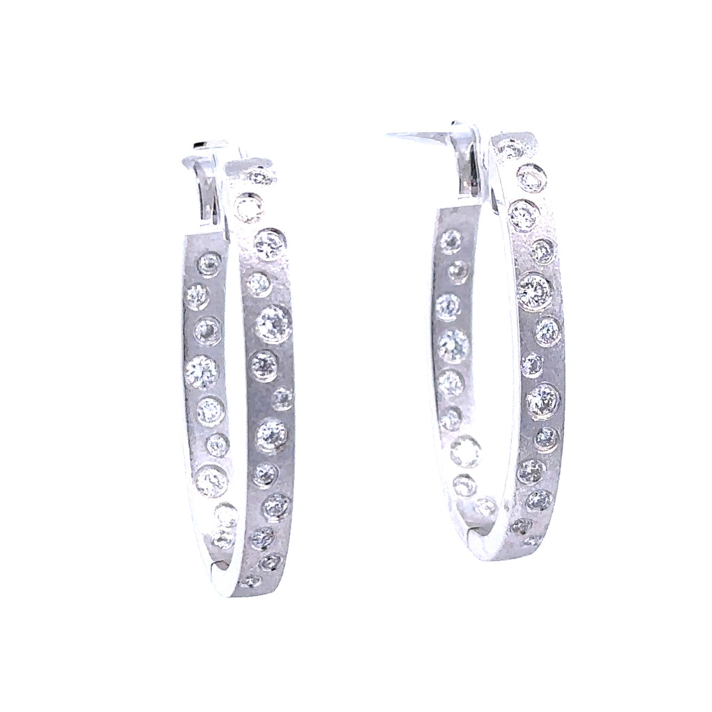 Flush Set Hoop Earrings | 14k White