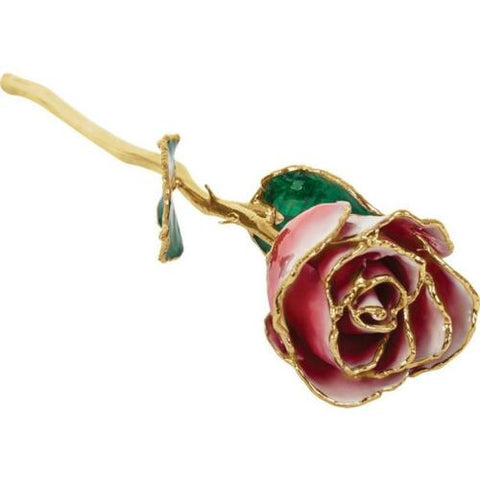 Lacquered Red Rose | 24k Gold Trim