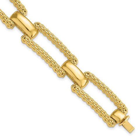 Yellow 14 Karat Large, Fancy Link Bracelet Length 7.25