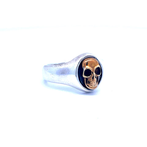 Tt Sterling Silver Skull Motif Ring, Size 10 Ring