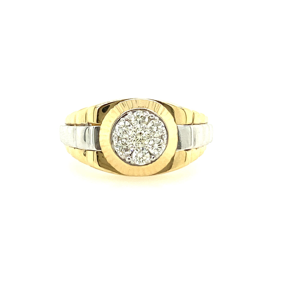 Gent's Tt 14 Karat Rolex Style Fashion Ring Size 10 With 0.42Tw Round