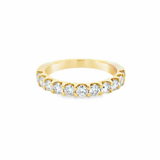14 Karat Yellow Gold Diamond Wedding Ring, 1.04ctw Round Brilliant Cut Diamonds