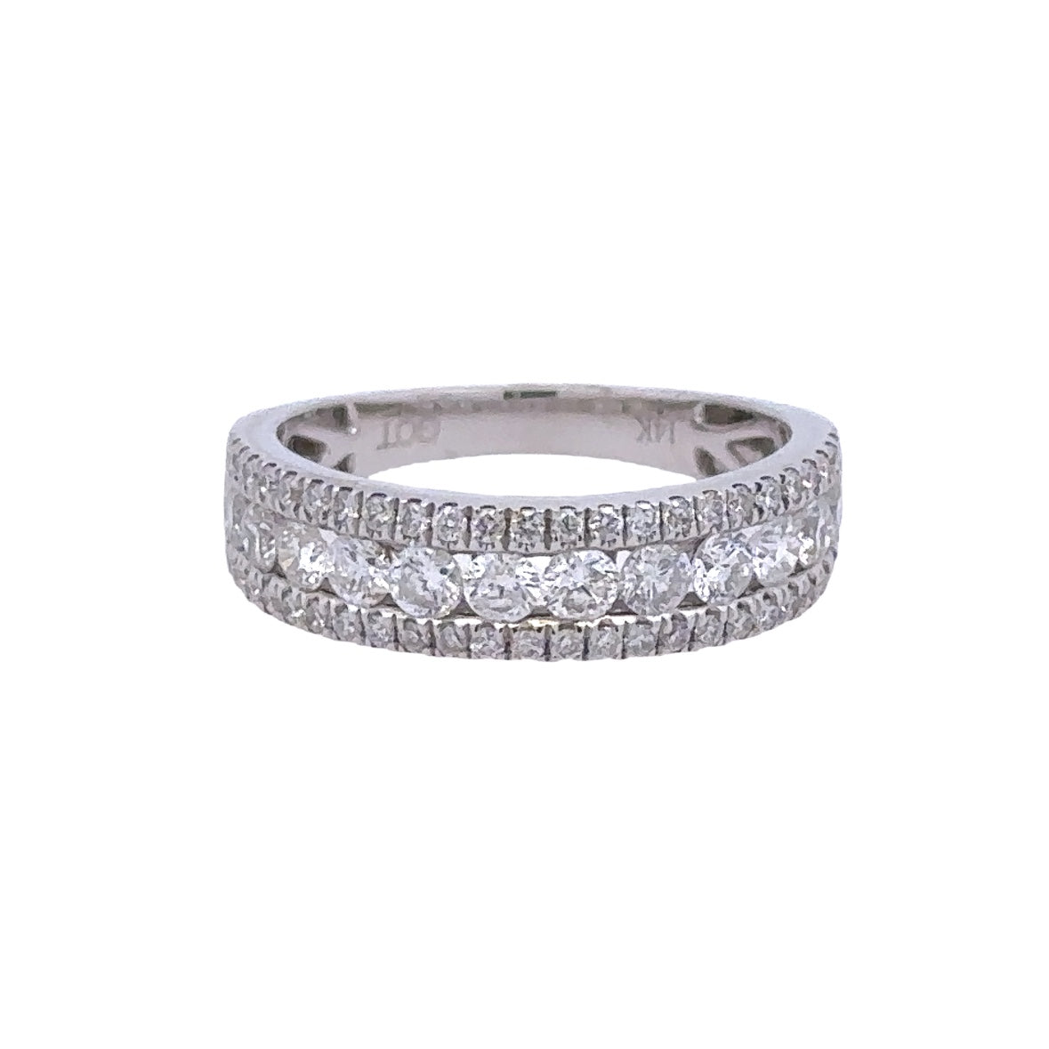 Lined Three Row Anniversary Ring | 14k White