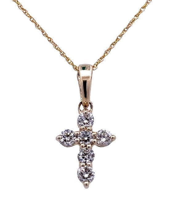 Prong Set Cross Pendant | 14k Yellow