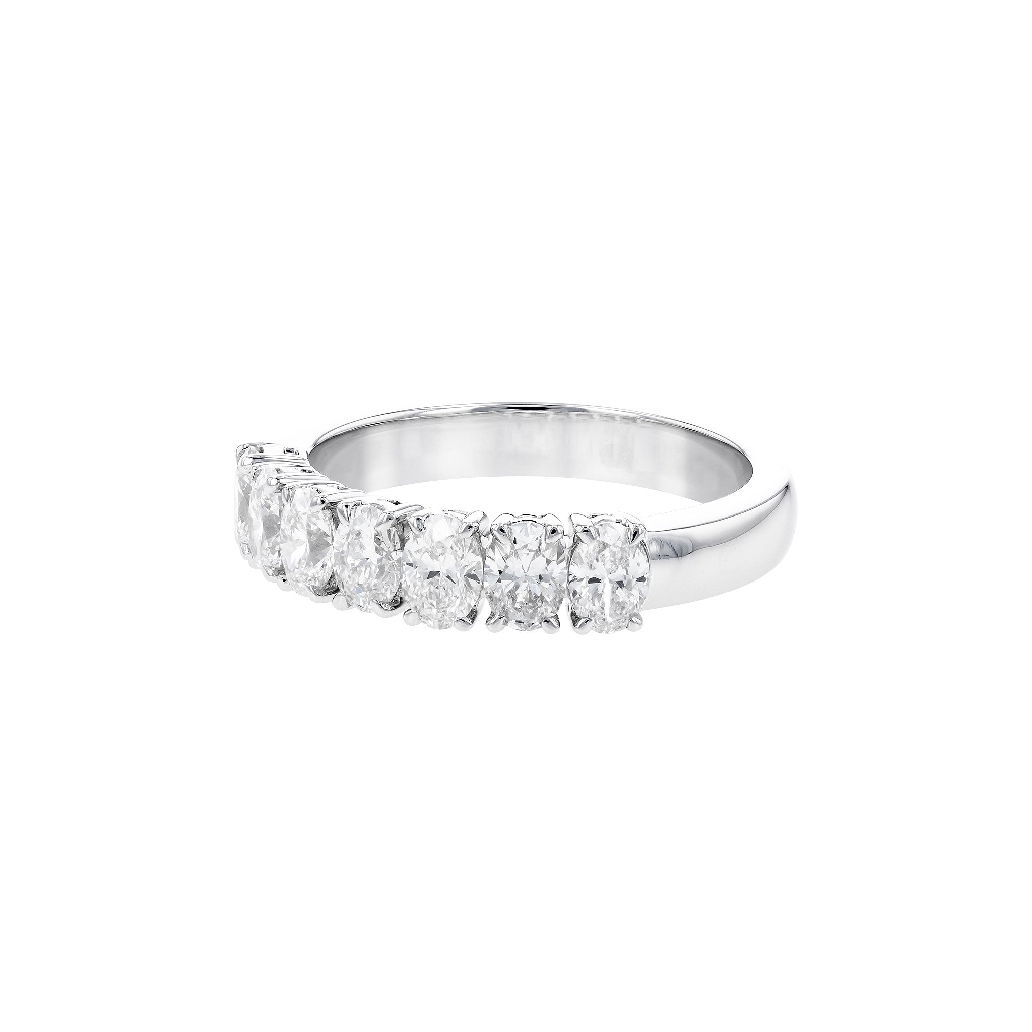 14 Karat White Gold Prong Set Anniversary Ring with 1.33ctw Oval Cut Diamonds