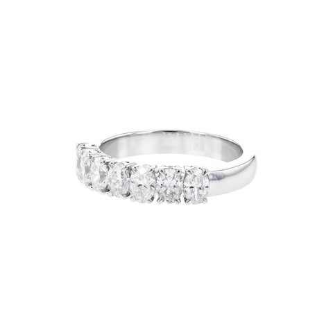 14 Karat White Gold Prong Set Anniversary Ring with 1.33ctw Oval Cut Diamonds