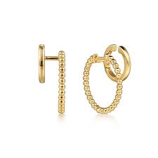 Lady's Yellow 14 Karat Hoop And Ear Cuff Earrings