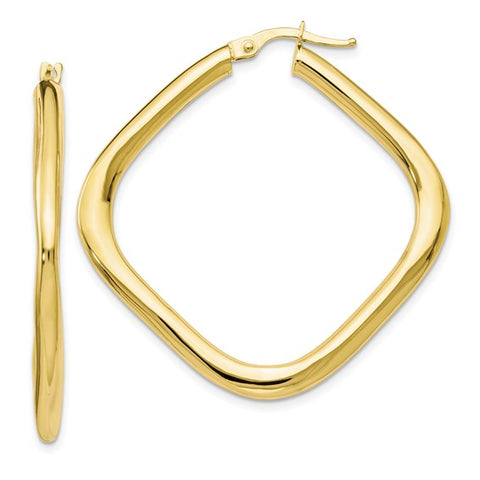 Lady's Yellow Polished 10 Karat Squared Hoops Earrings