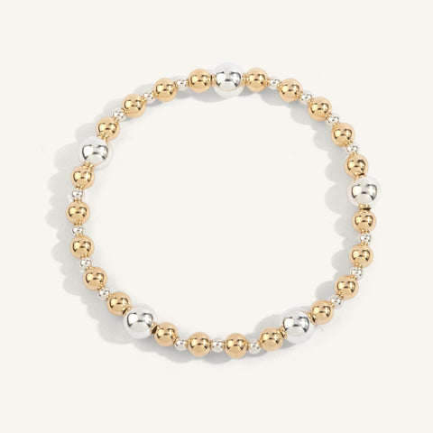 5mm Gold Filled Beads with 3mm and 7mm Sterling Silver Beads 7''