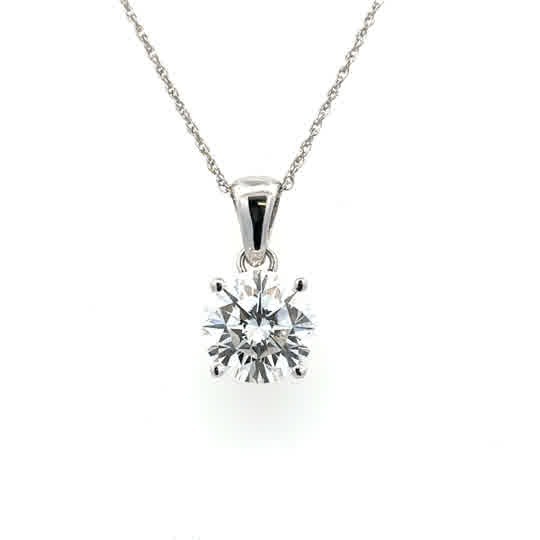 Four Prong Solitaire Pendant | 14k White