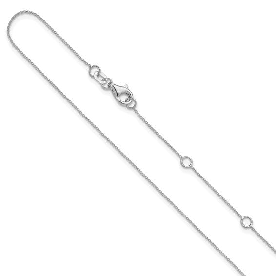 White 14 Karat .8Mm Round Cable Chain Length 18 (16+2)