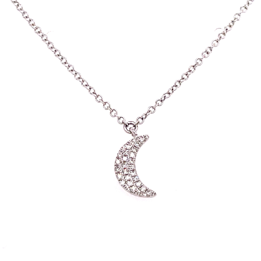 Pavé Moon Pendant | 14k White