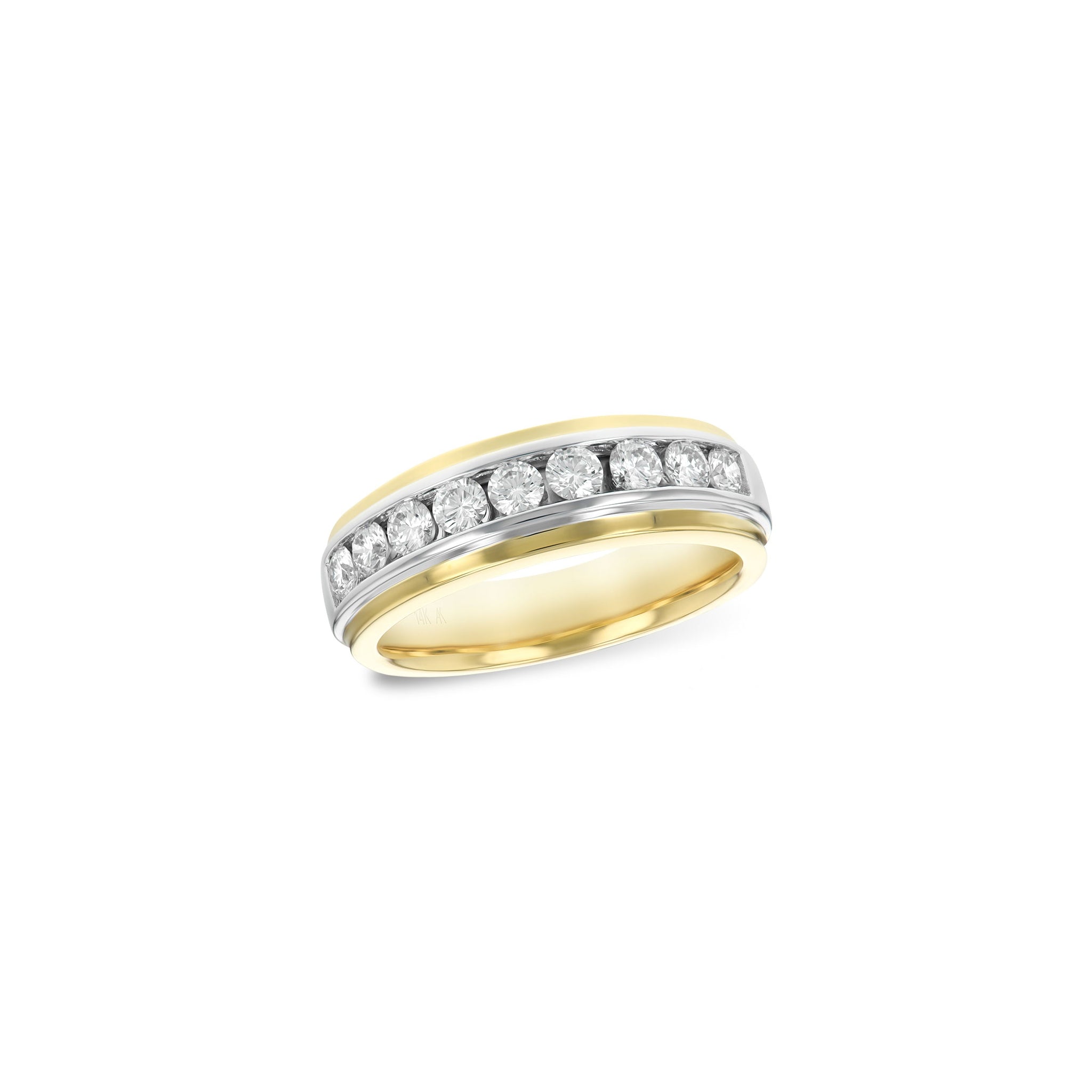 14 Karat Yellow Gold Channel Set Wedding Ring with 1ctw Round Brilliant Cut Diamonds