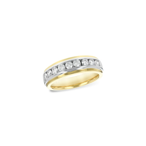 14 Karat Yellow Gold Channel Set Wedding Ring with 1ctw Round Brilliant Cut Diamonds