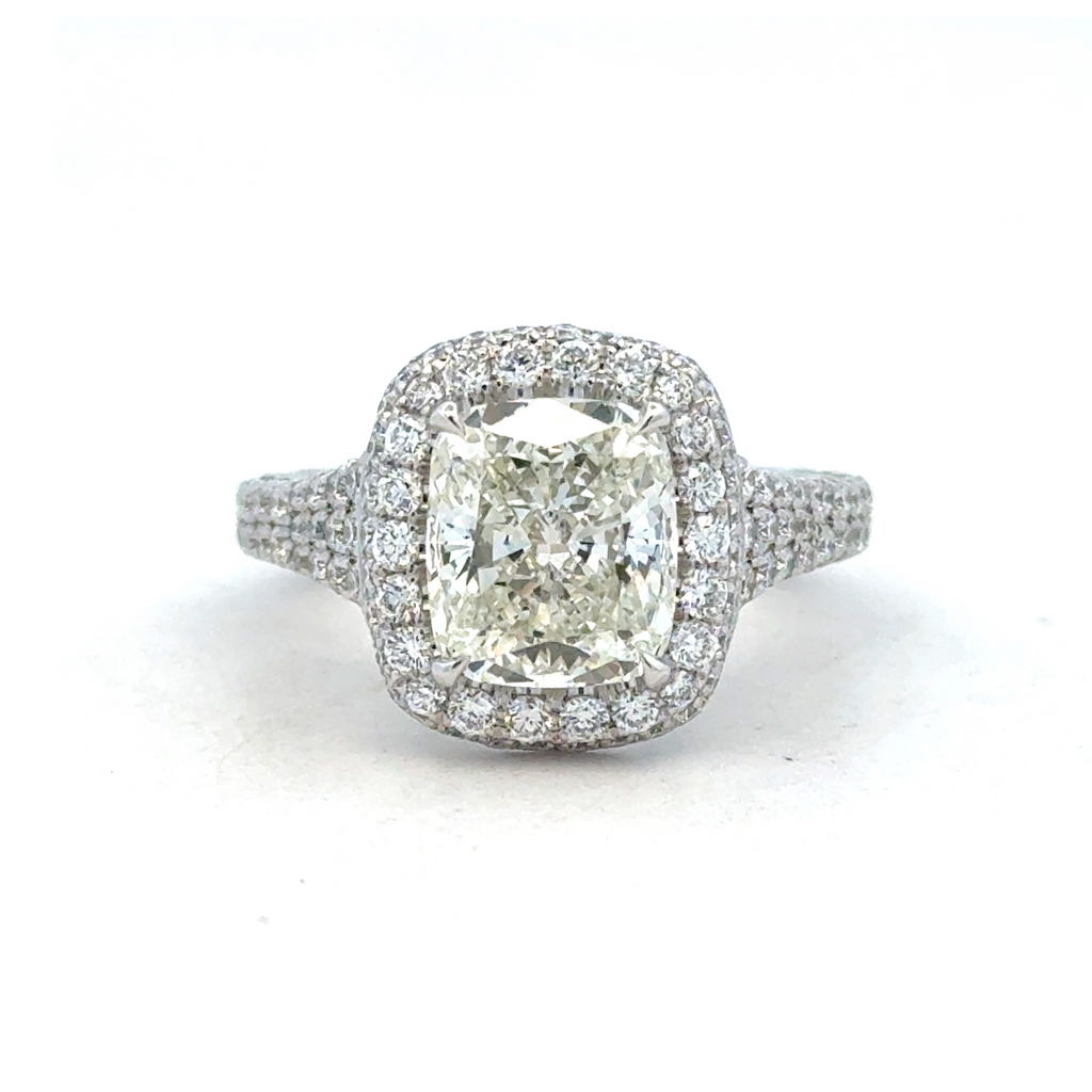 Cushion Halo With Micro Pave' Ring | 950 Platinum