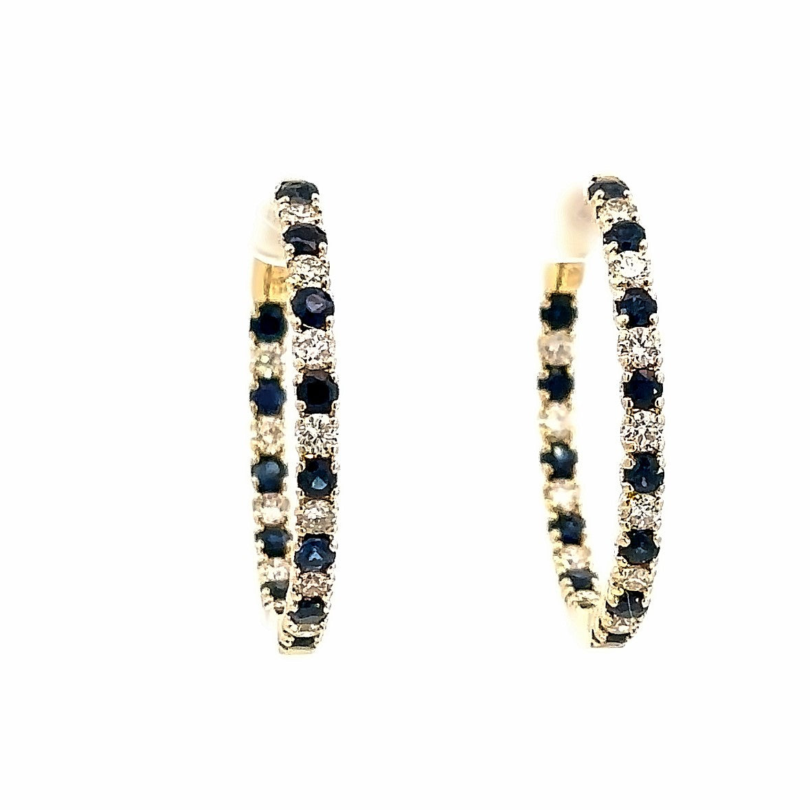 Large Alternating Inside Out Hoop Earrings | 14k Yellow