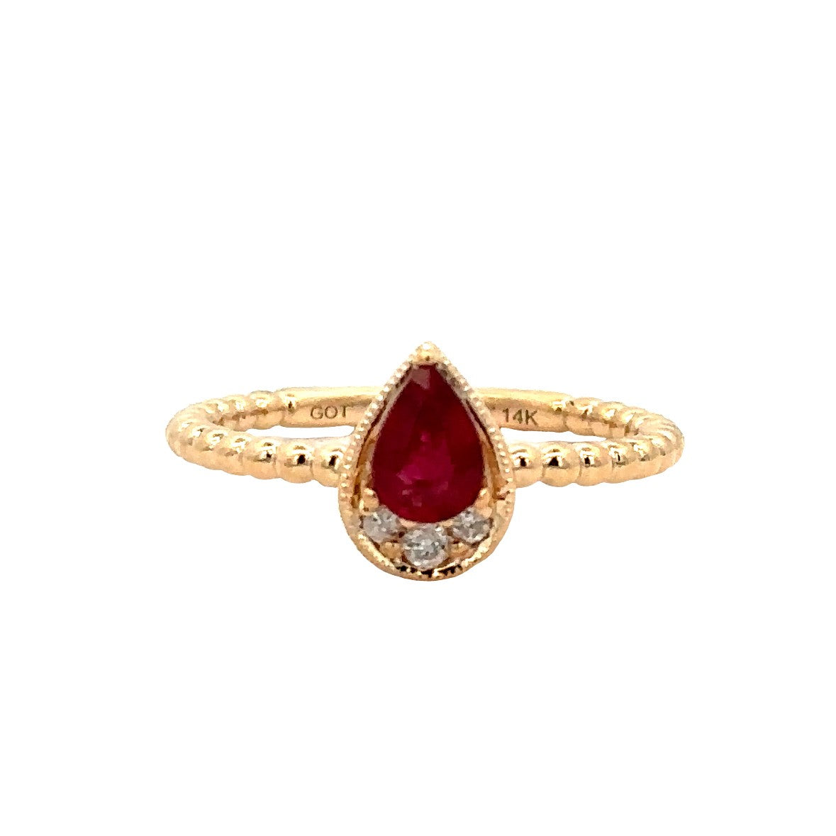 Beaded Band Fashion Ring | 14k Yellow (0.50ct Pear)