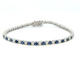 18 Karat White Gold,  Tennis Style Fashion Bracelet, 2.55ctw Round Brilliant Cut Diamonds, and 3.10ctw Round Sapphires