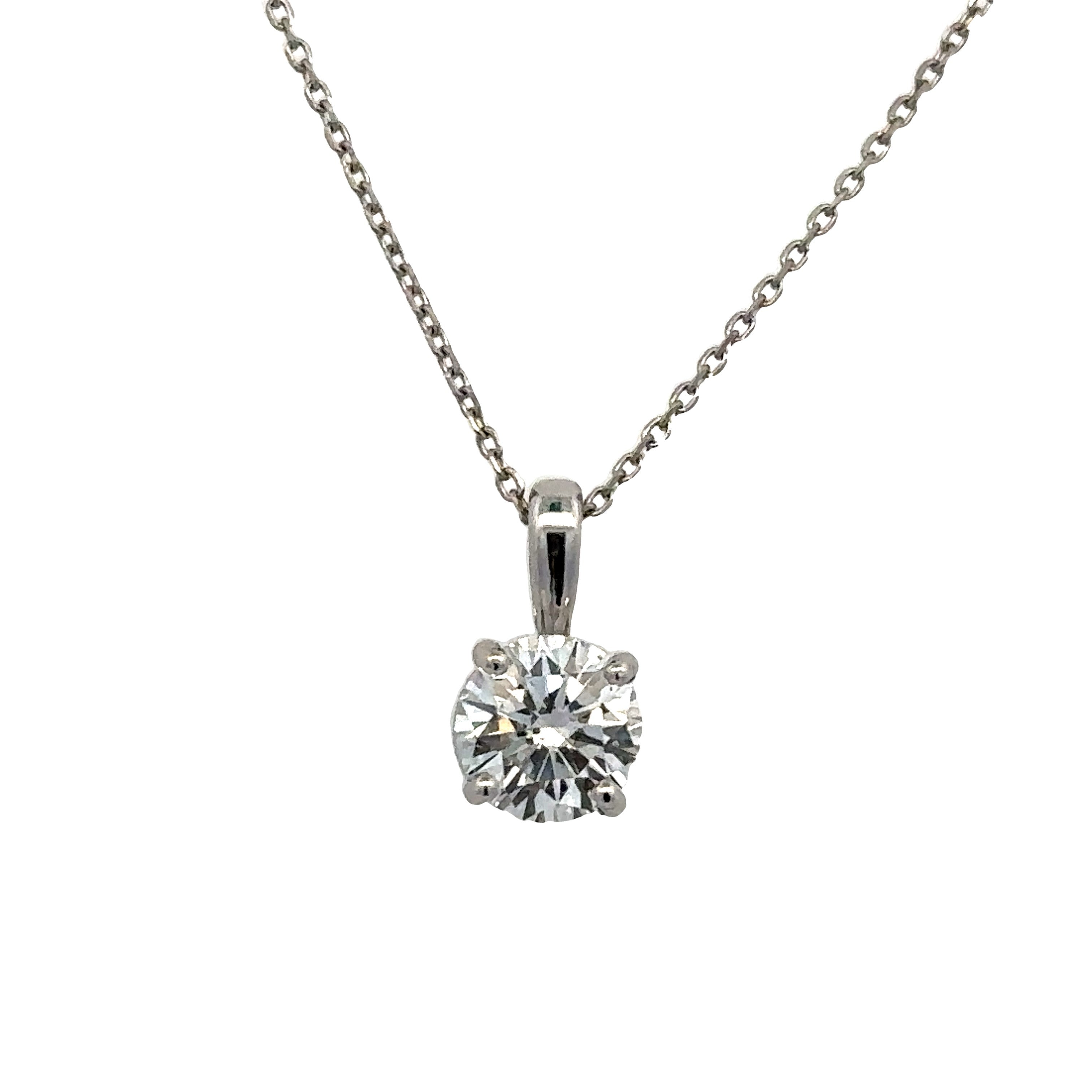 Prong Solitiare Necklace | 14k White (1.02ct Round)