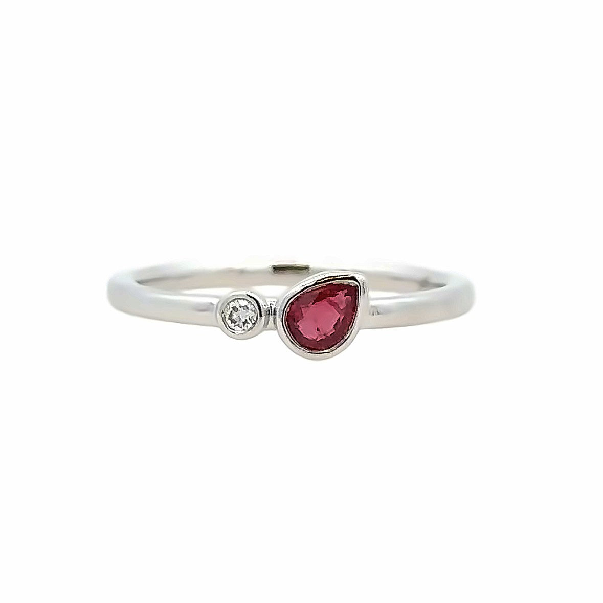Bezel Set Stackable Fashion Ring | 14k White (0.24ct Pear)