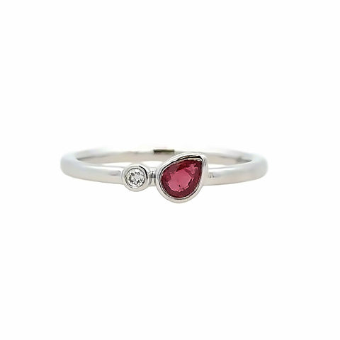 Bezel Set Stackable Fashion Ring | 14k White (0.24ct Pear)