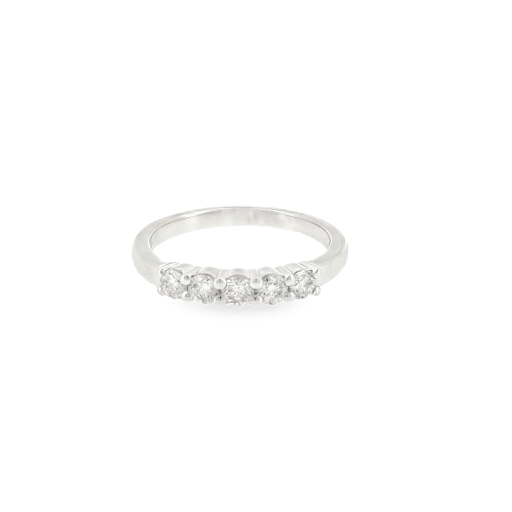 14 Karat White Gold Prong Set Anniversary Ring with .50ctw Round Brilliant Cut Diamonds