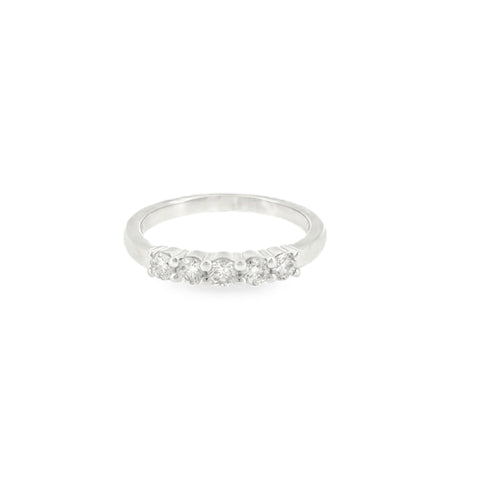14 Karat White Gold Prong Set Anniversary Ring with .50ctw Round Brilliant Cut Diamonds