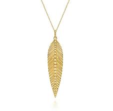 Yellow 14 Karat Bujukan Collection, Leaf Charms Length 17.5 Metal: 14